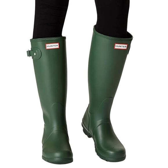 Hunter Size 5 Green Matte Original Tall Rain Boots Pull On Waterproof LM1-30 - Picture 1 of 10